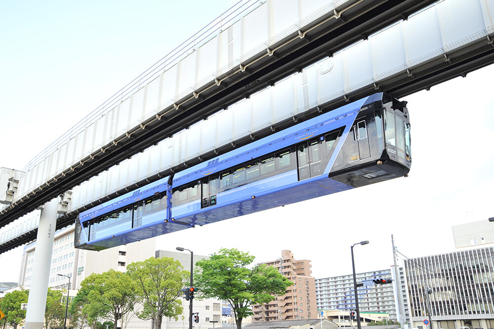 電車の中間 千葉都市モノレール0系 のりものの透視図イラスト