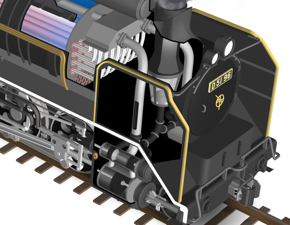 ○日本国有鉄道（国鉄） 蒸気機関車 D51 96 （スーパーナメクジ