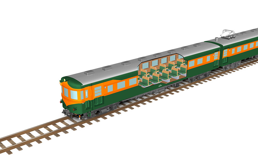 通勤電車の中間 名列車 透視図鑑 鉄道開業150年 のりものの透視図イラスト 通勤電車の中間 名列車 透視図鑑 鉄道開業150年 のりものの透視図イラスト