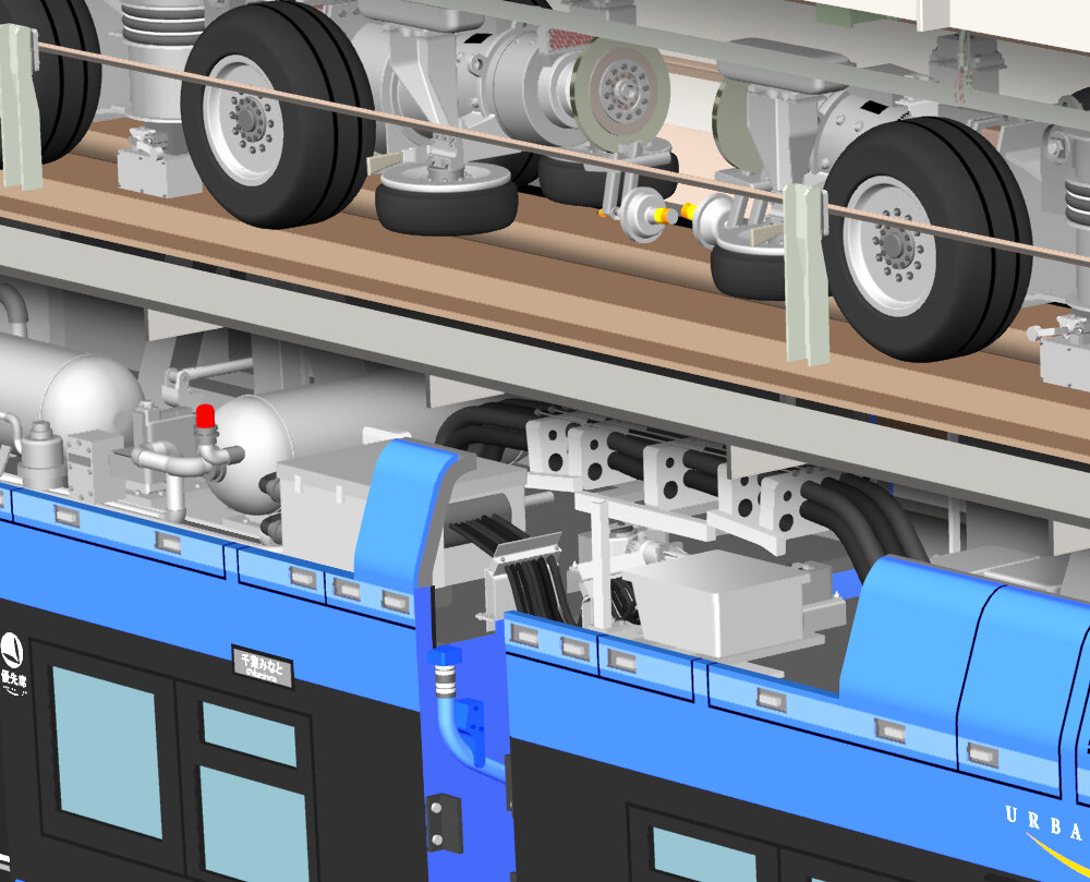 電車の中間 千葉都市モノレール0系 透視図イラスト