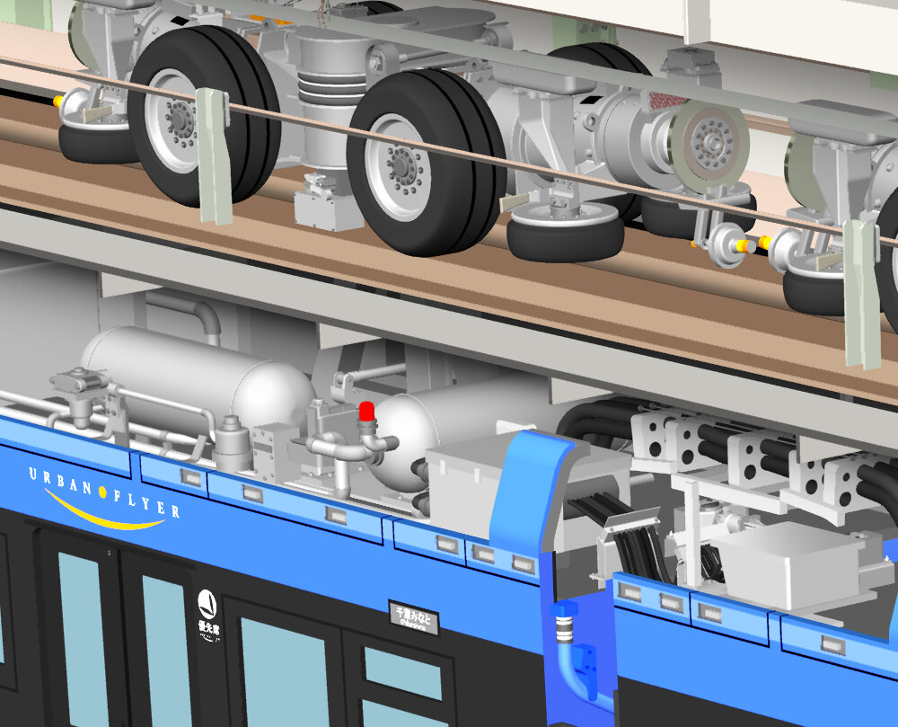 電車の中間 千葉都市モノレール0系 透視図イラスト