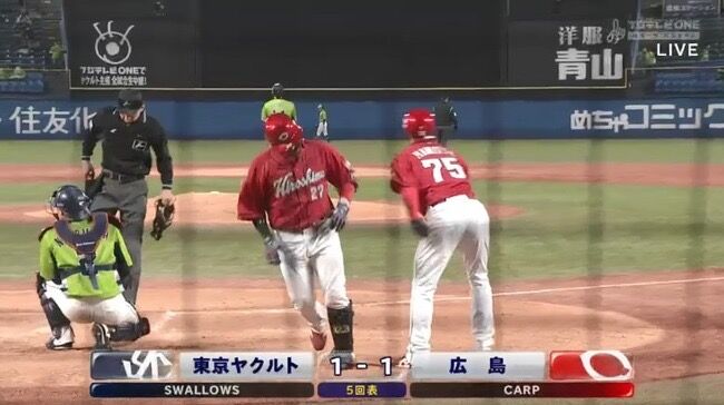 速報 広島 會澤今季第１号同点ソロホームラン スポーツ速報ちゃんねる