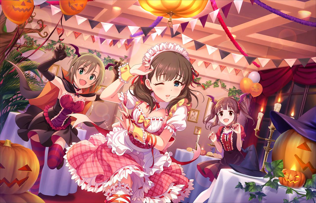 デレステ みんなと一緒に ハッピーハロウィンガシャ よりssr佐久間まゆ Ssr星輝子 Sr双葉杏 Sr大和亜季 R財前時子が登場 By もばます