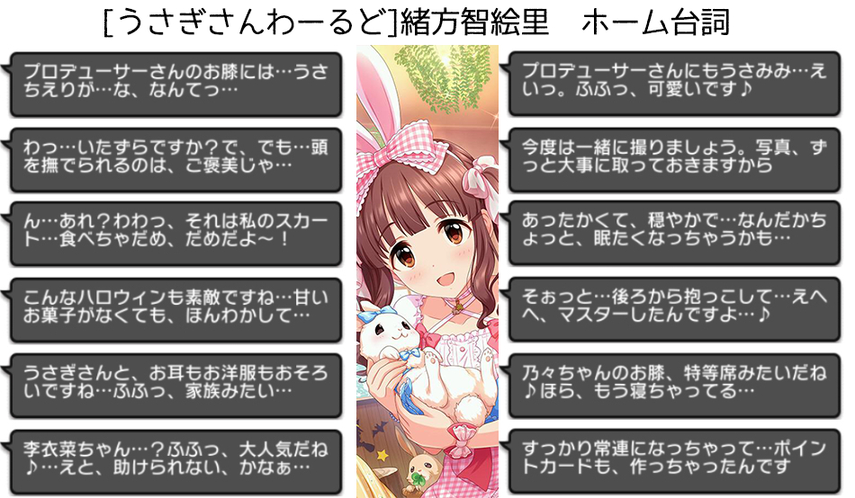 デレステ うさぎさんわーるど 緒方智絵里 ふわふわですよね あ そこ うさみみじゃなくて 私の 耳 です By もばます