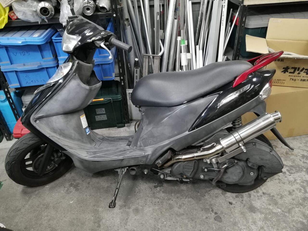 V125G 左出しマフラー ③ アドレス V125 左だしマフラー ワンオフ