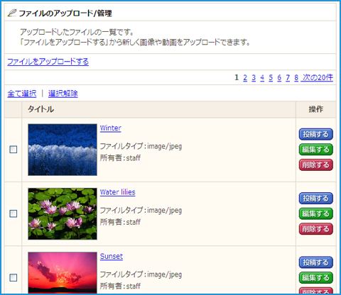 ファイルのアップロード