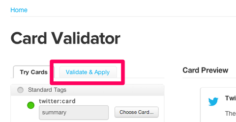 Card Validator Twitter Developers