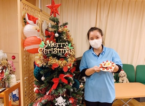0215リンさん(秋桜でのクリスマス飾り
