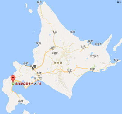 長万部キャンプ場 北海道全体地図