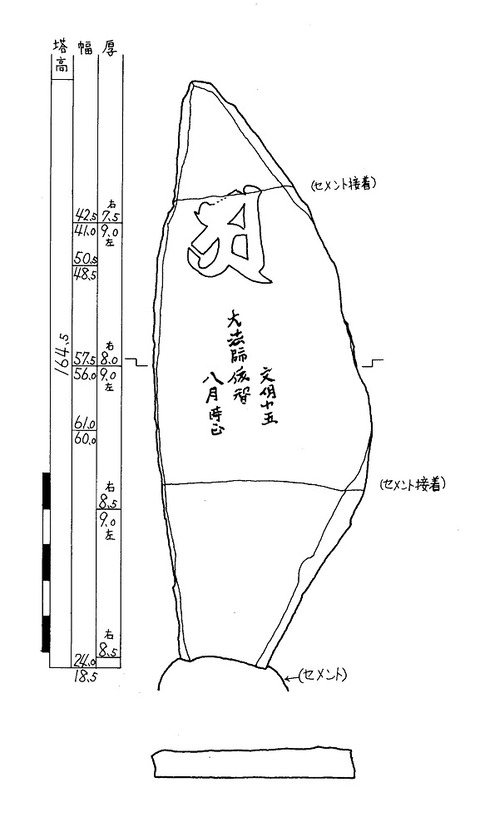 峰ノ上梵字「ア」自然石塔婆築上郡上毛町19880829