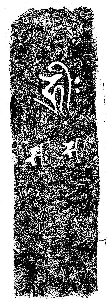 植木観音堂阿弥陀三尊種子自然石塔婆延久二年正面拓影　直方市