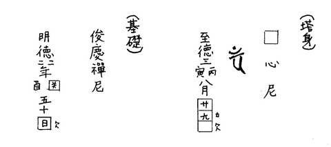 6普光寺石塔群宝篋印塔至徳三年、明徳四年大牟田市大字今山