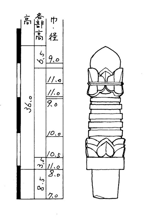 古園宝篋印塔５相輪実測図南島原市20110726