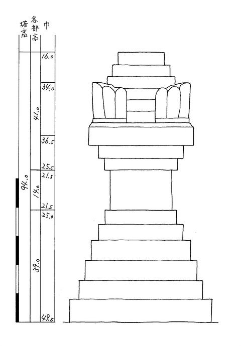（図11）合瀬宝篋印塔実測復元図日田市