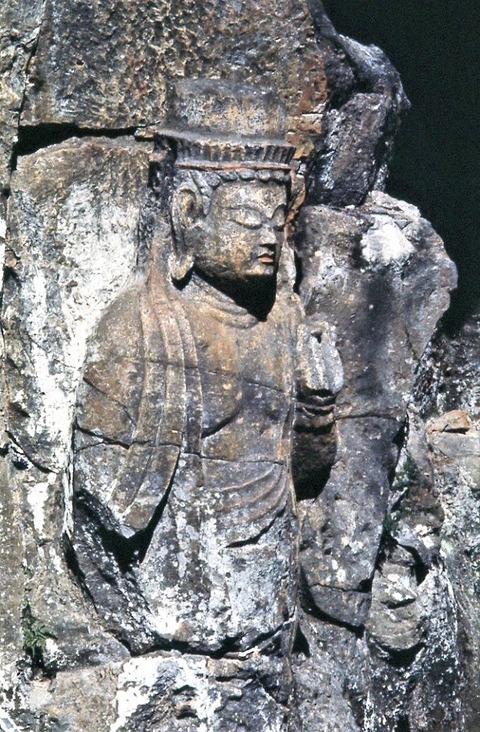 臼杵石仏第2龕ホキ阿弥陀三尊磨崖仏観音菩薩立像 (8)