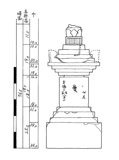 12普光寺石塔群宝篋印塔至徳三年、明徳四年大牟田市大字今山