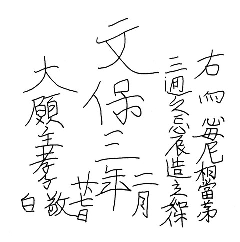 川原梵字「マン」碑伝型板碑文保三年国東市銘19901123