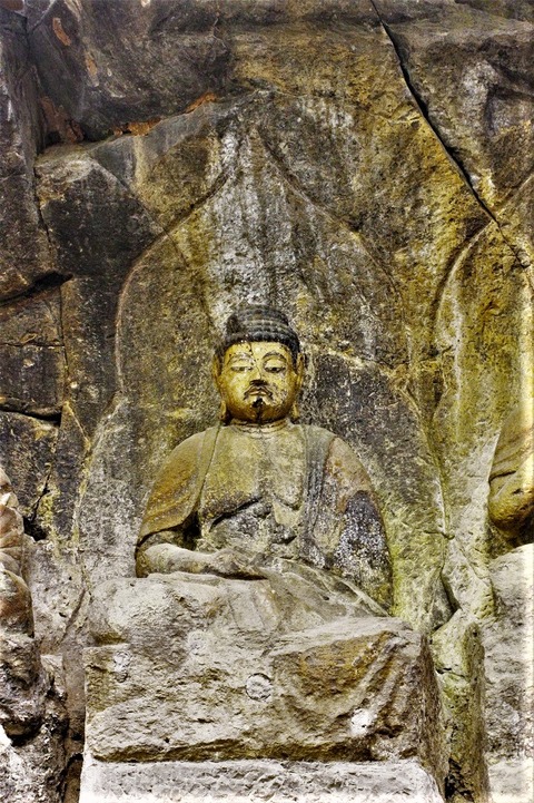 臼杵石仏第5龕　堂ヶ迫　阿弥陀如来中心の五尊磨崖仏 (11)