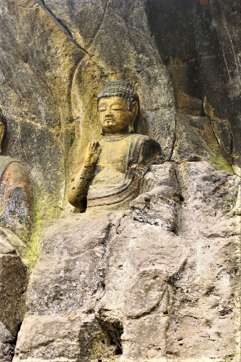 臼杵石仏第5龕　堂ヶ迫　阿弥陀如来中心の五尊磨崖仏 (8)