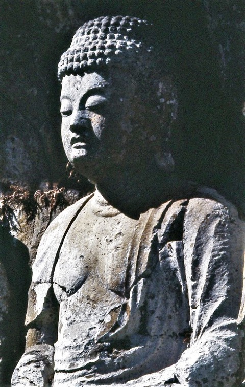 臼杵石仏第2龕ホキ阿弥陀三尊磨崖仏中尊阿弥陀如来坐像 (9)