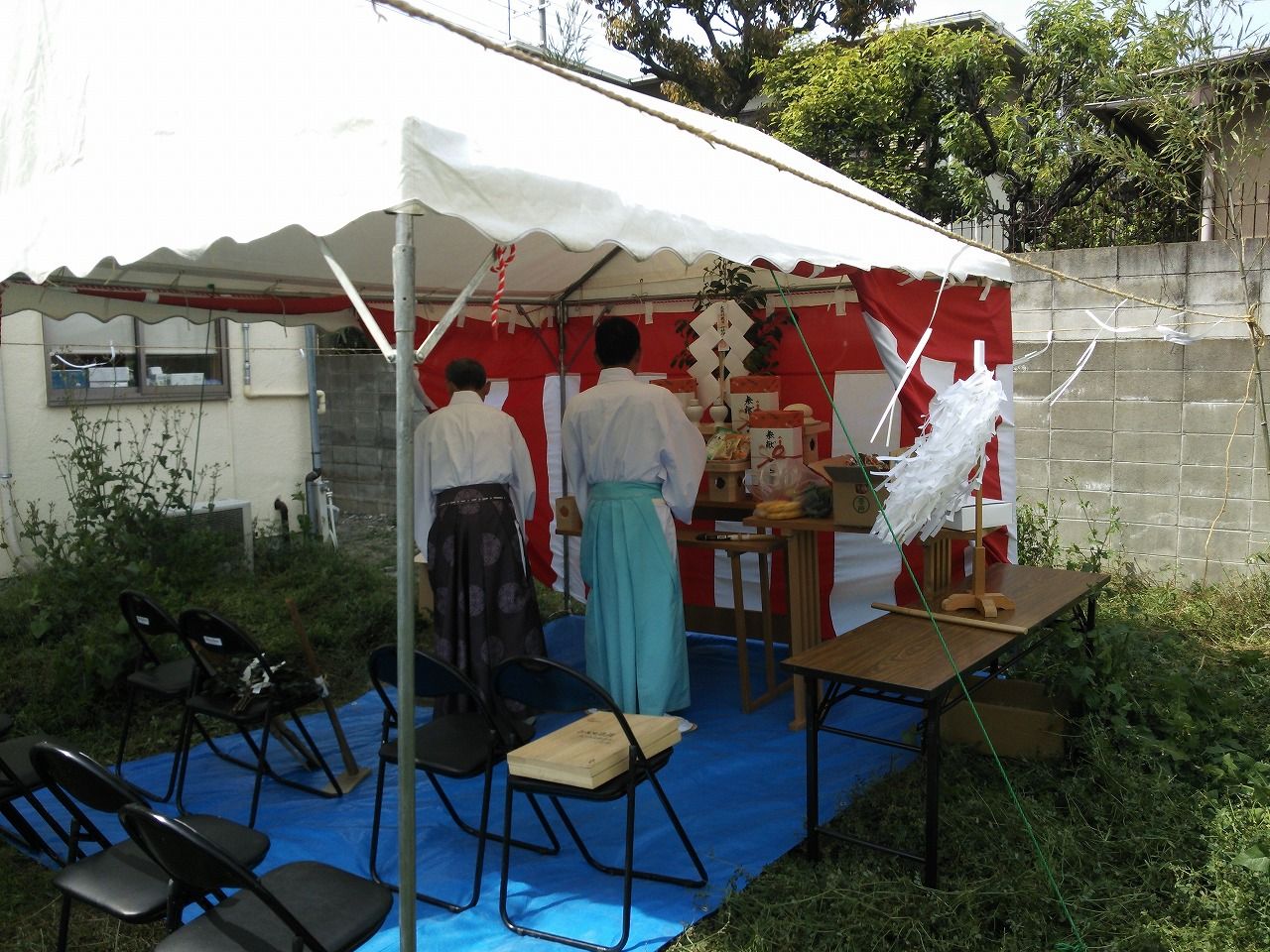 地鎮祭 会場設営・手配 ストラクション 堺市 西区浜寺元町 にて地鎮祭！