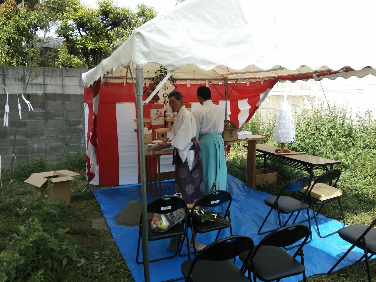 地鎮祭 会場設営・手配 ストラクション 堺市 西区浜寺元町 にて地鎮祭！