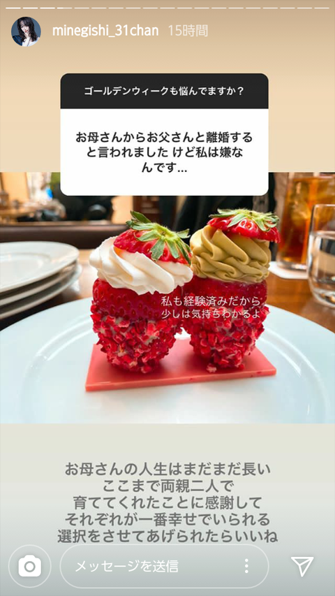 峯岸みなみの両親 離婚していた Ske48箱推し