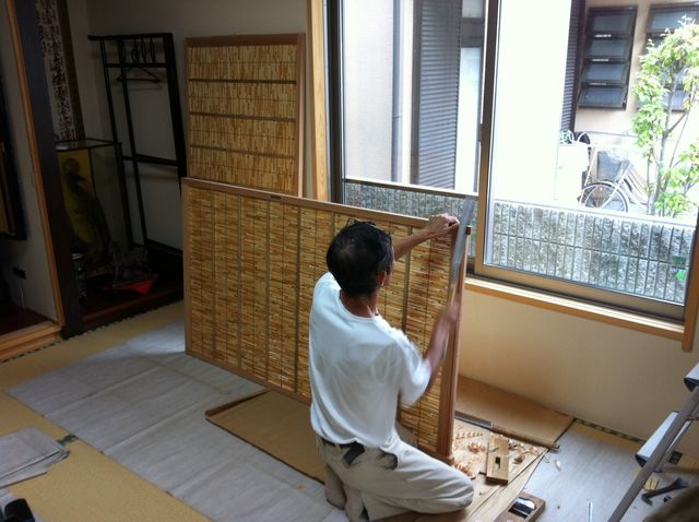 夏障子取り付け まいど すだれ屋です 夏障子取り付け まいど すだれ屋です