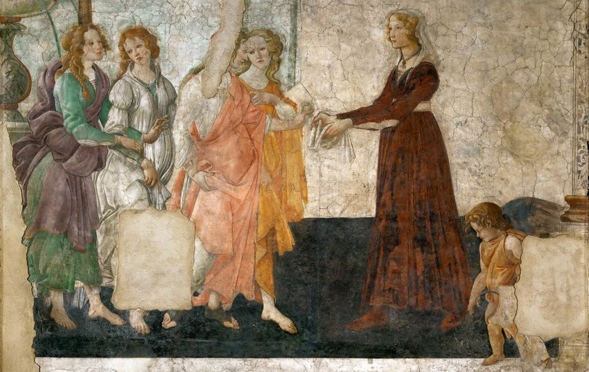 若い婦人に贈り物を捧げるヴィーナスと三美神 : Renaissance
