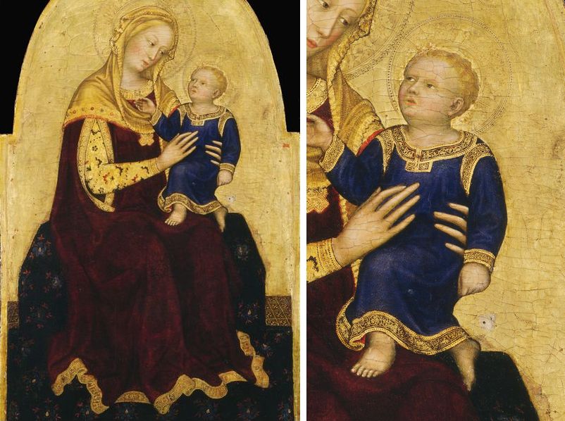 ドメニコヴェネツィアーノ 聖母子像 模写 テンペラ画 金箔仕上げ ドメニコヴェネツィアーノ 聖母子像 模写 テンペラ画 金箔仕上げ