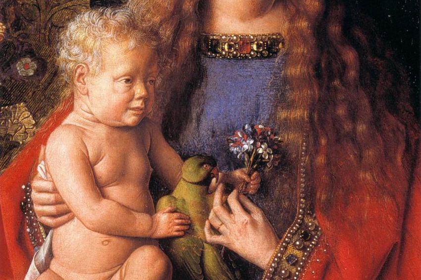 アクリル画　ファンデルパーレの聖母のアレンジ　手描き ファン・デル・パーレの聖母子 - 最高級複製画専門店