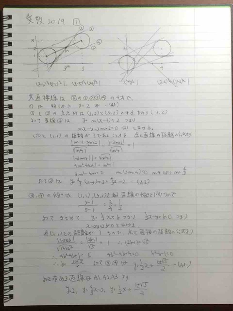 ☆愛知教育大学2019年1番・共通接線の問題ができなかった人への