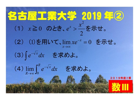 過去問はいつ解く？今すぐ！】数Ⅲ2019年度名古屋工業大学数学2番