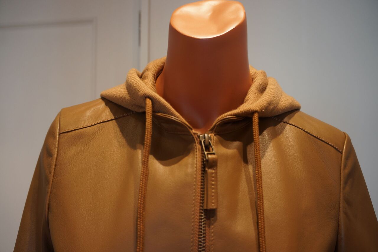 DUAL VIEW（デュアルヴュー）フード付きコンビレザージャケット : mode