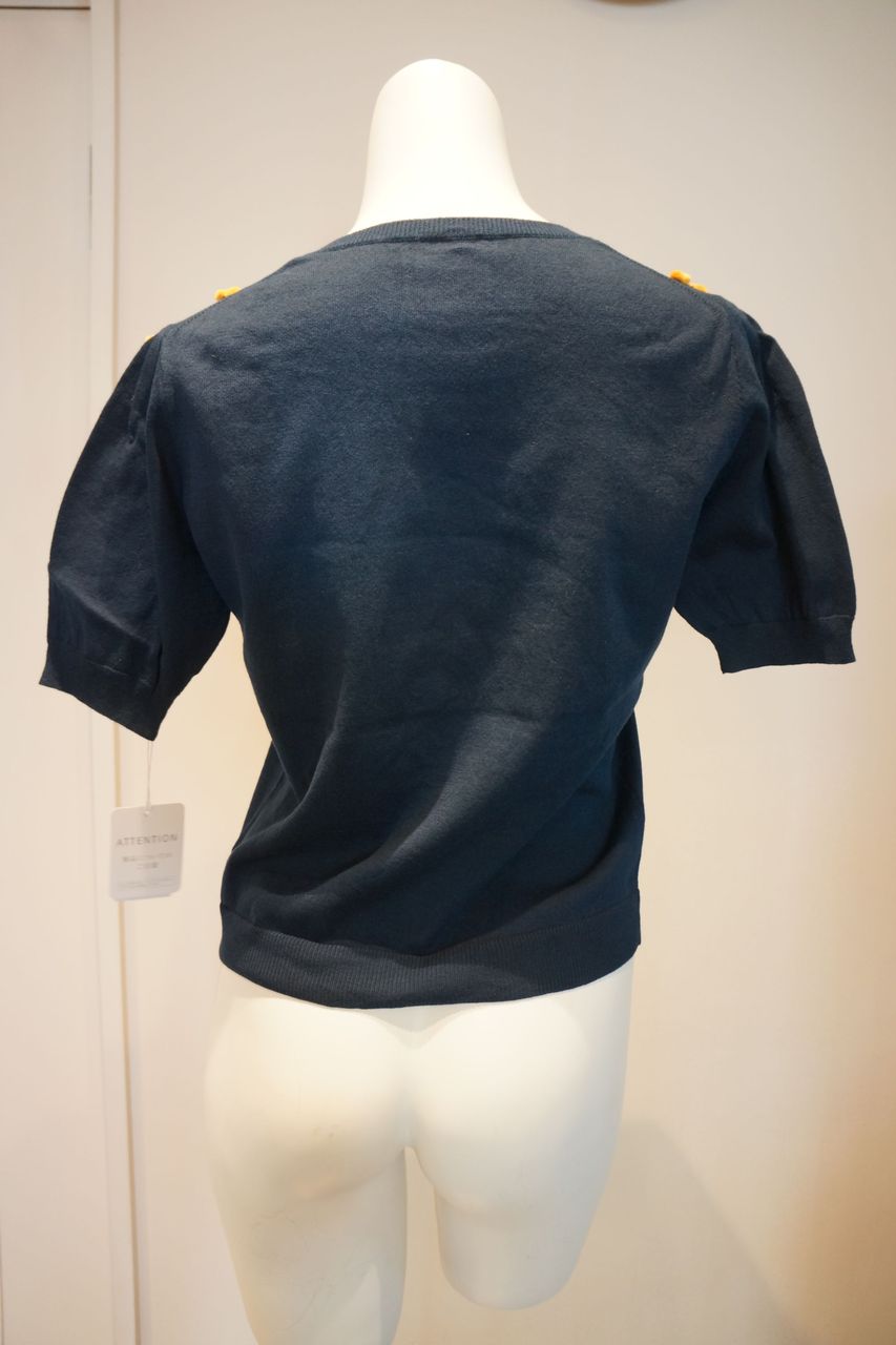 KEITA MARUYAMA(ケイタマルヤマ)ミモザ刺繍半袖ニット : mode KEITA MARUYAMA(ケイタマルヤマ)ミモザ刺繍半袖ニット : mode