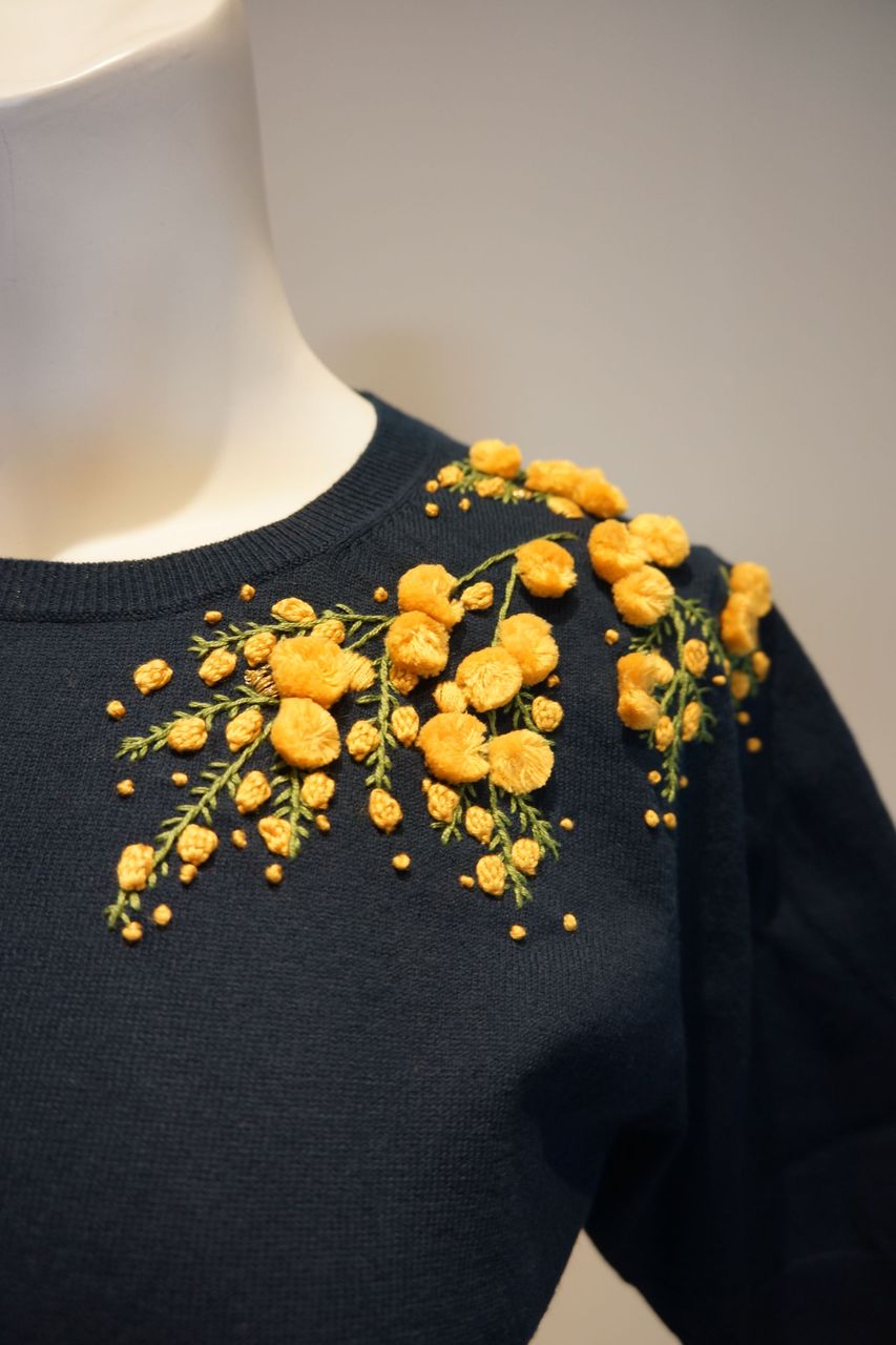 KEITA MARUYAMA（ケイタマルヤマ）ミモザ刺繍半袖ニット : mode shop ...