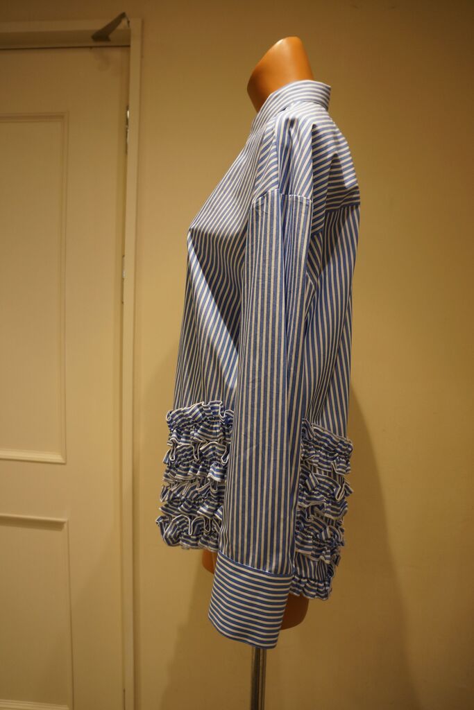 MSGM（エムエスジーエム）ストライプフリルシャツプルオーバー