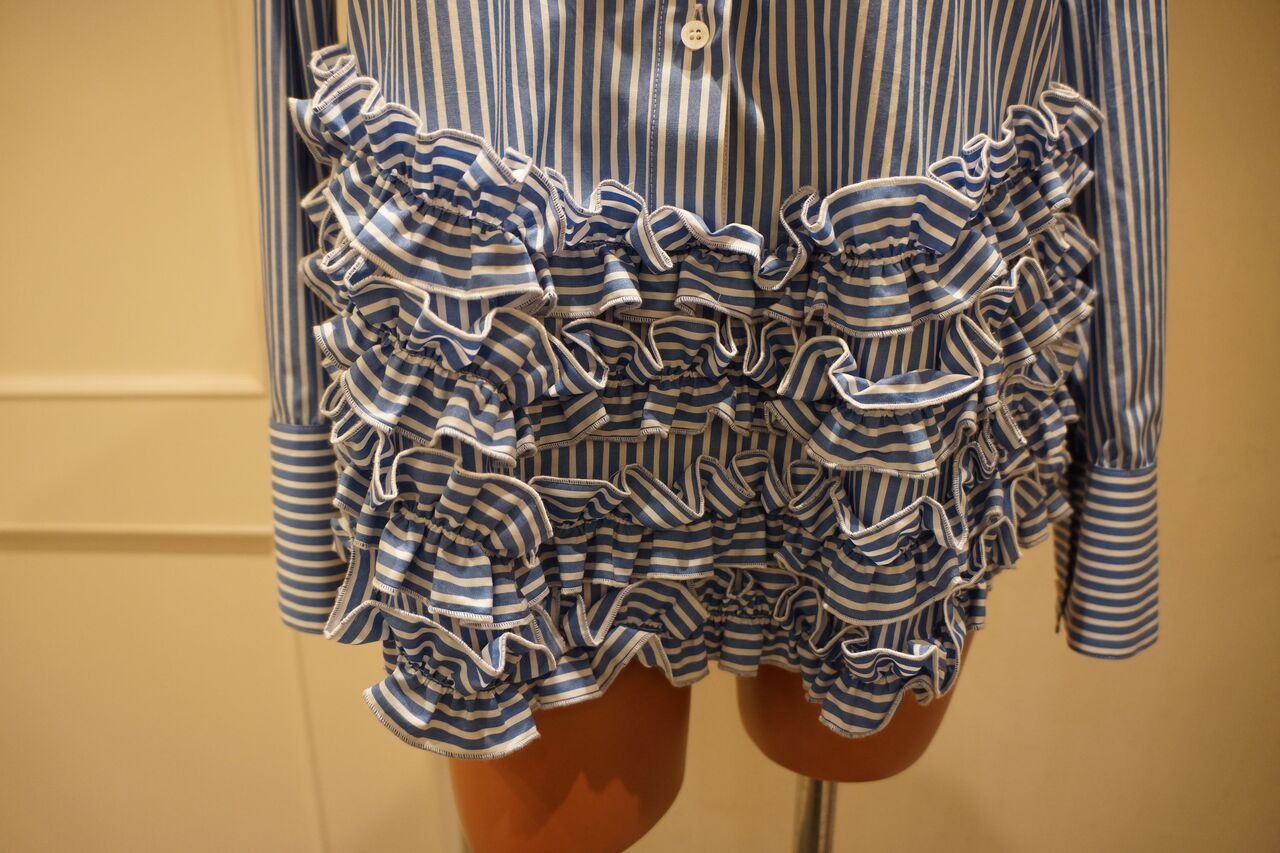 MSGM（エムエスジーエム）ストライプフリルシャツプルオーバー