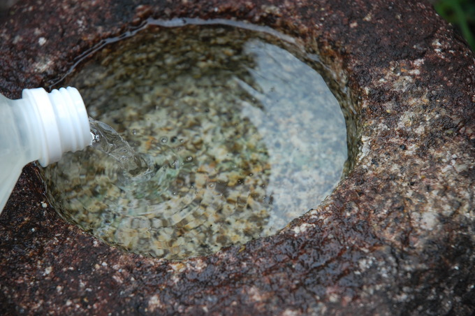 水鉢(つくばい)の洗い方|水の入れ替え