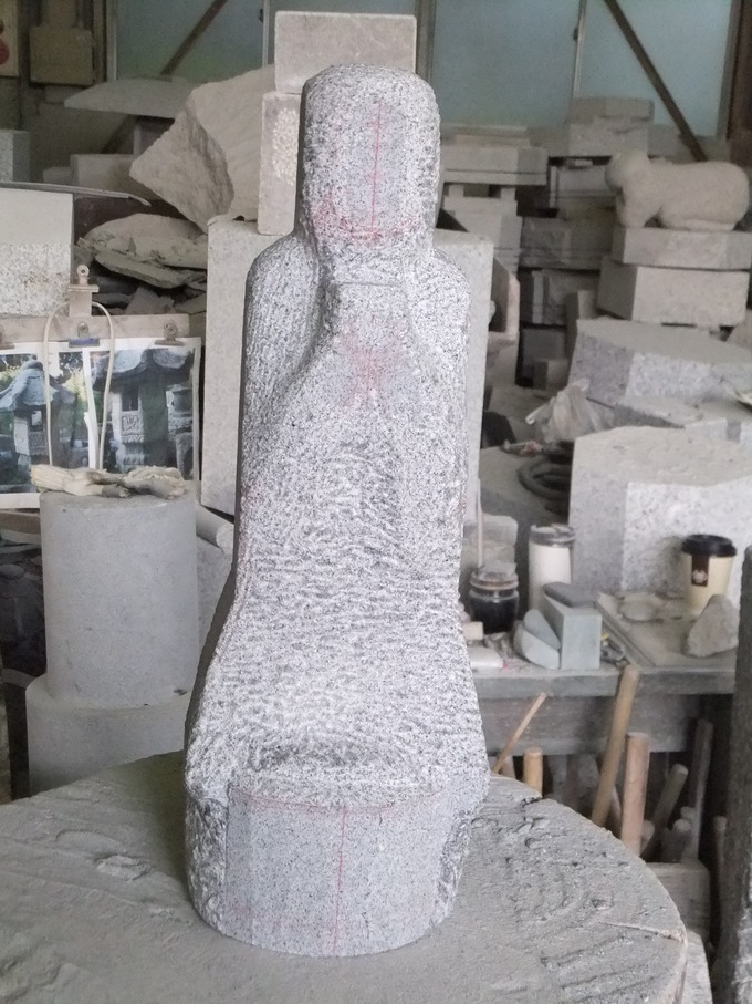 石の地蔵作り方　石仏製作工程