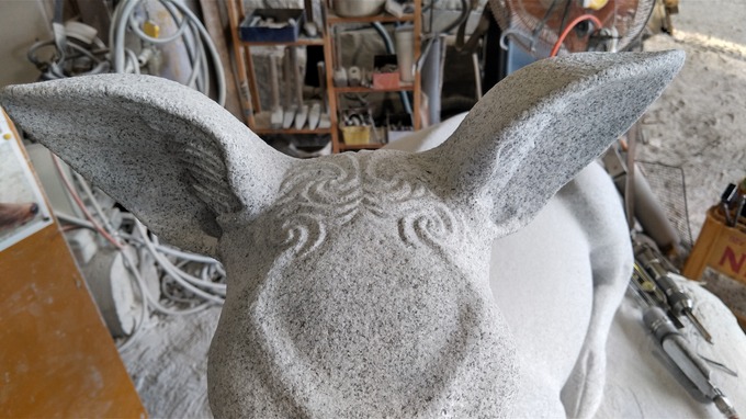 親子なで鹿（砥鹿神社）制作工程｜動物の石像
