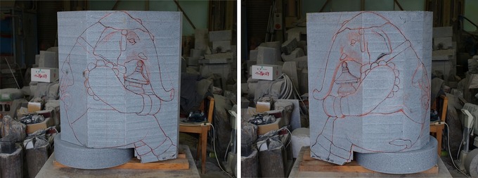 象の石像製作過程｜笠寺観音（笠覆寺）