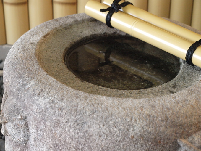 水鉢(つくばい)の水穴