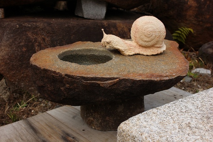 カタツムリの水鉢