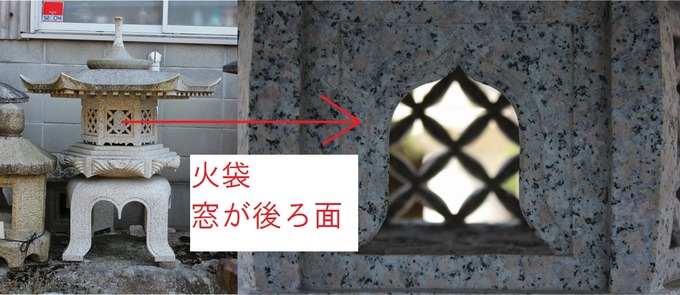 雪見灯籠の向き（火袋）