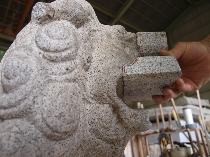 神社の狛犬修復｜石の修理