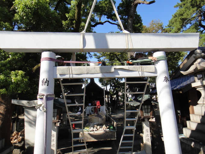 神社の石鳥居工事｜稲葉地神明社