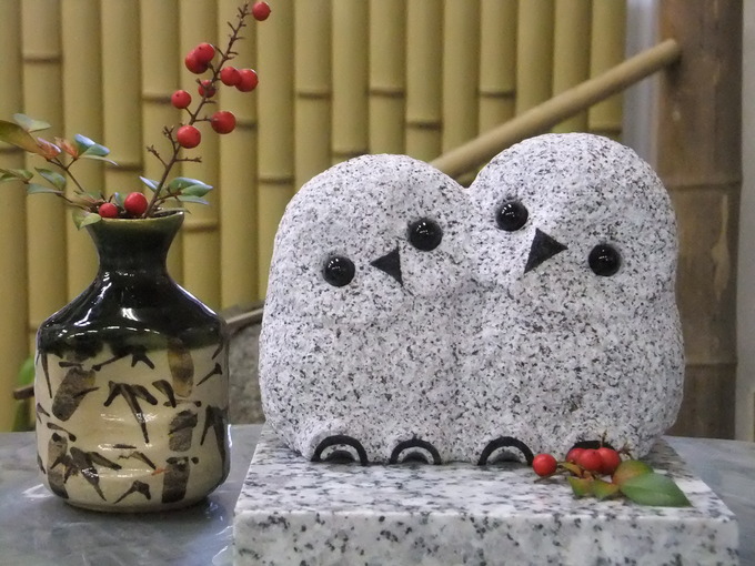【石の置物・オブジェ】かわいいふくろう