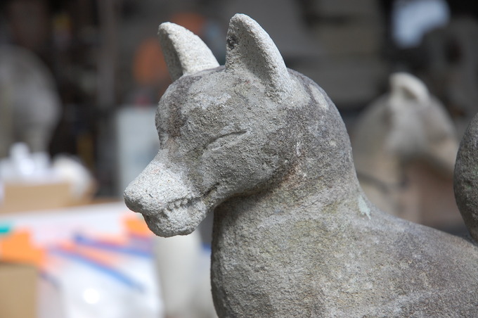 神社狐の修理｜駒込稲荷