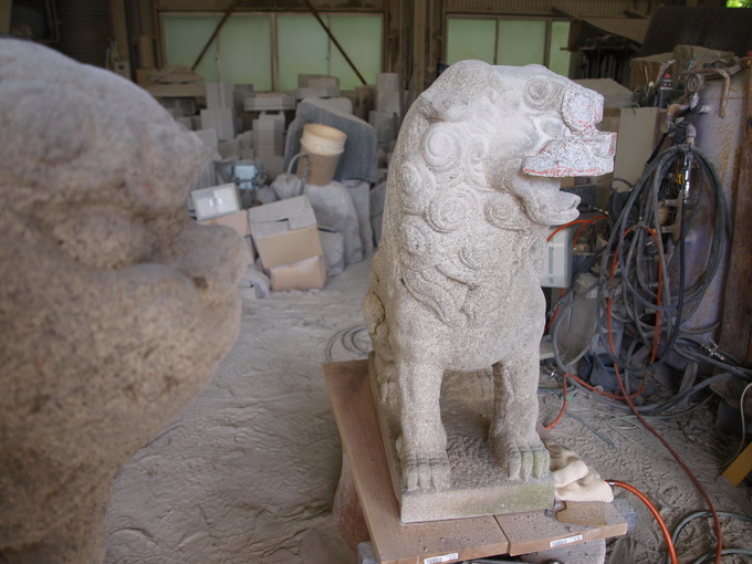 神社の狛犬修復｜石の修理